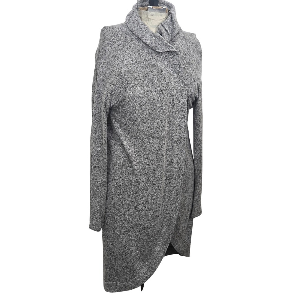 Natural Life Duster‎ Cardigan Sweater Hooded Gray Open Front Made in USA Medium